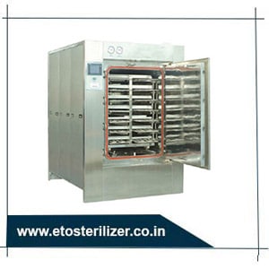 ETO Sterilizer for the Sterilization of syringes, dialysis cartridges, catheters, plastic dressings, sutures and so on.